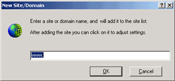 Screenshot 4 - New Site/Domain